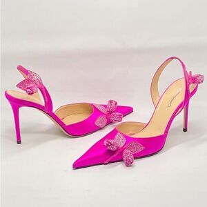 Mach & Mach Wonder Tulip 95MM Silk & Crystal Slingback Pumps size 40